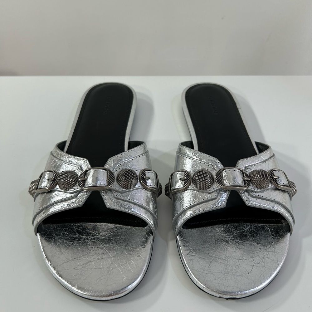 Balenciaga Cagole metallic silver sandals - Picture 2 of 5